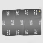 お使いのシンプルRepeatロゴ |黒とグレーのグラデーション ゴルフタオル (横)