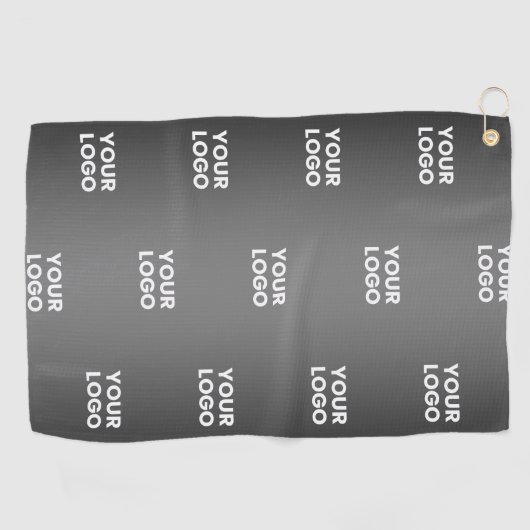 お使いのシンプルRepeatロゴ |黒とグレーのグラデーション ゴルフタオル (横)