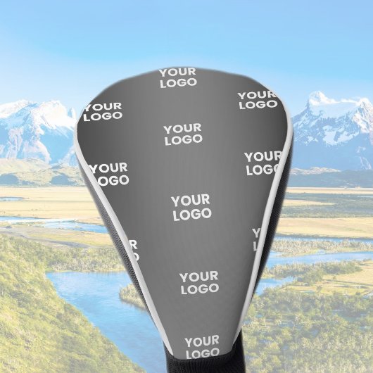 お使いのシンプルRepeatロゴ |黒とグレーのグラデーション ゴルフヘッドカバー