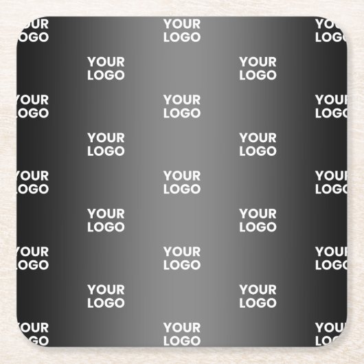 お使いのシンプルRepeatロゴ |黒とグレーのグラデーション スクエアペーパーコースター (正面)