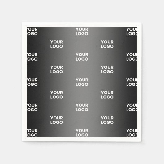 お使いのシンプルRepeatロゴ |黒とグレーのグラデーション スタンダードカクテルナプキン (正面)