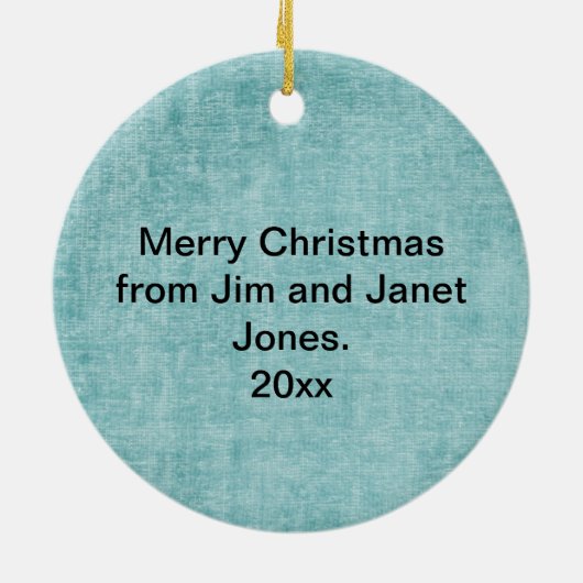 お使いのテキストと写真:アクアスター形の写真枠 セラミックオーナメント (裏面)