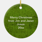 お使いのテキストと写真:緑の星形の写真枠 セラミックオーナメント (裏面)