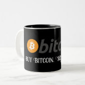 お使いのテキスト/カラー買Bitcoinスクリューバンク黒 ツートーンマグカップ (正面左)