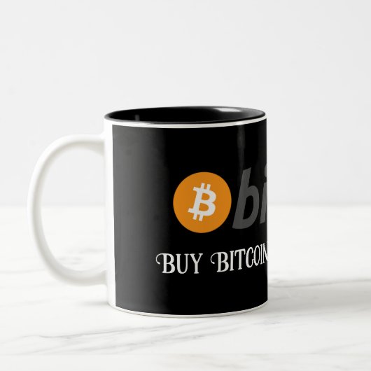 お使いのテキスト/カラー買Bitcoinスクリューバンク黒 ツートーンマグカップ (左)