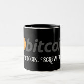 お使いのテキスト/カラー買Bitcoinスクリューバンク黒 ツートーンマグカップ (中央)