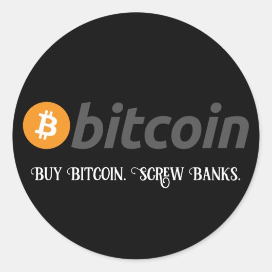 お使いのテキスト/カラー買Bitcoinスクリューバンク黒 ラウンドシール (正面)
