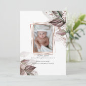 お使いのベビーモダンフォトの水色の葉 招待状 (スタンド正面)