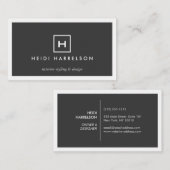 お使いのモダンイニシャル/モノグラム付き&シンプルボックスロゴ 名刺 (正面/裏面)