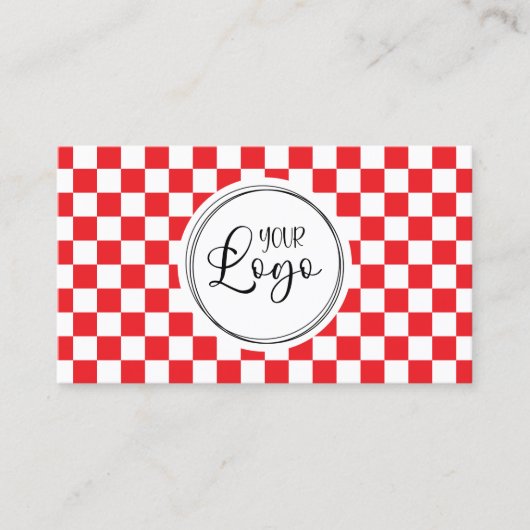 お使いのロゴチェッ赤と白カーボード 名刺 (正面)