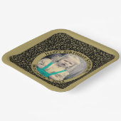 お使いの写真40乱数パターンブラック/金ゴールド ペーパープレート (傾斜あり)