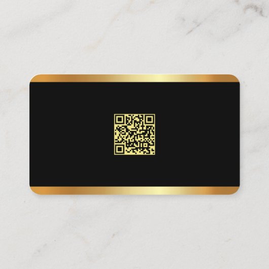 お使いのQRコードカスタム文字ブラック&金ゴールド 名刺 (裏面)