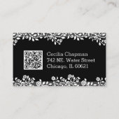 お使いのQRコードフローラブラックエレガントゴシッスタイリッシュク 名刺 (裏面)