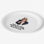 お保前の汚い犬が私の社会保障を引き離す ペーパープレート (アングル)