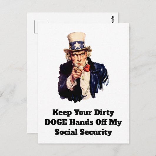 お保前の汚い犬が私の社会保障を引き離す ポストカード (正面/裏面)