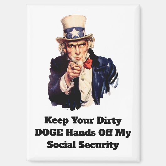 お保前の汚い犬が私の社会保障を引き離す マグネット (正面)