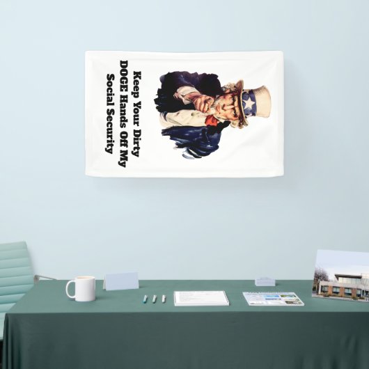 お保前の汚い犬が私の社会保障を引き離す 横断幕 (トレードショー)