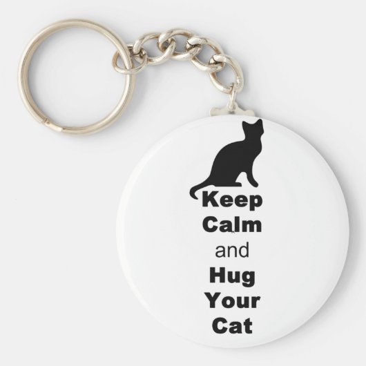 お保前の猫を抱きしめて キーホルダー (正面)