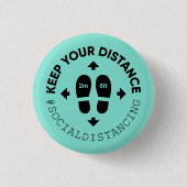 「お保前の距離」のソーシャル・ディスタンス記号 缶バッジ (正面)