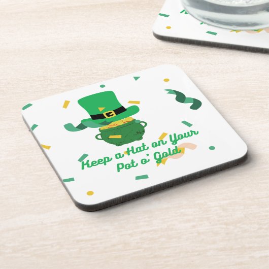 お保客様のポットの金ゴールドの帽子 コースター (左側)
