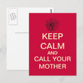 お保母さんのハガキに電話（赤） ポストカード (正面/裏面)