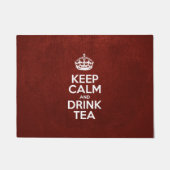 お保茶、赤革、王冠 ドアマット (正面)