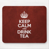 お保茶、赤革、王冠 マウスパッド (正面)