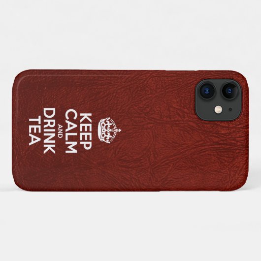 お保茶、赤革、王冠 Case-Mate iPhoneケース (裏面(横))