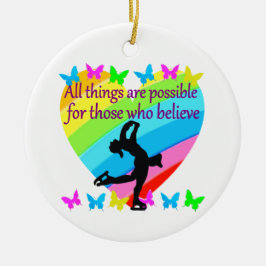 お信じ前の姿スケートで滑る セラミックオーナメント