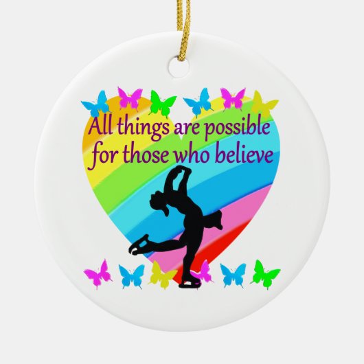 お信じ前の姿スケートで滑る セラミックオーナメント (正面)