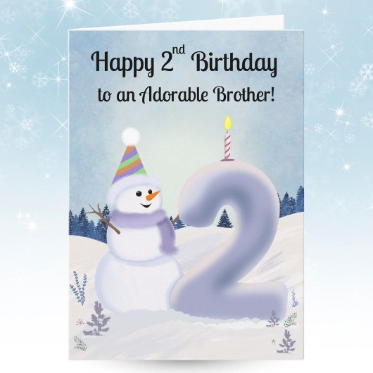 お兄さんハッピー2歳の誕生日 雪だるまくんの建築 カード