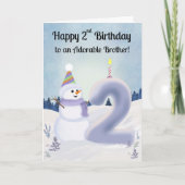 お兄さんハッピー2歳の誕生日 雪だるまくんの建築 カード (正面)