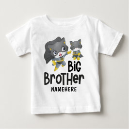 お兄さん スーパーヒーロー猫 イラスト オーダーメイド ネーム ベビーTシャツ