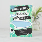 お兄さん、プールパーティーに参加する? 十代の少年誕生日 招待状 (スタンド正面)