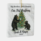 お兄ちゃんと弟のクマのカスタムクリスマス セラミックオーナメント (右)