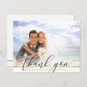 お写真ありがとう 現代のラグジュアリーなカリグラフィー サンキューカード (正面/裏面)