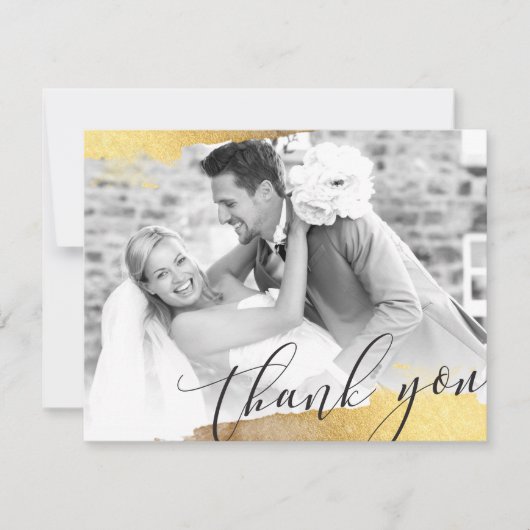 お写真ありがとう 現代の贅沢 ゴールドの縁取り サンキューカード (正面)
