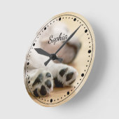 お写真とテキスト & 任意の色のドット時計フェイス ラウンド壁時計 (傾斜)