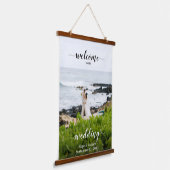 お写真のウェディング 席次表とウェルカムボード 吊り下げ型タペストリー (傾斜あり)