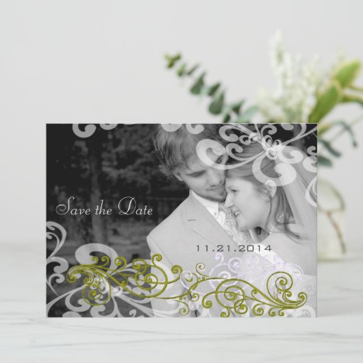 お写真の結婚式招待状(渦巻きデザイン) 招待状 (スタンド正面)