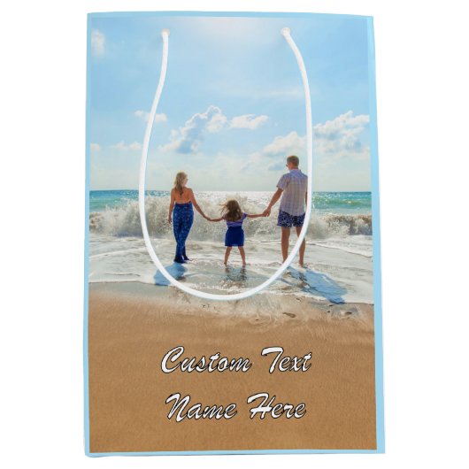 お写真を入れたオリジナルギフトバッグ　- あなたのテキストでカスタマイズ ミディアムペーパーバッグ (正面)