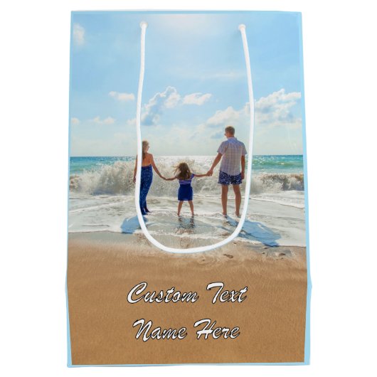 お写真を入れたオリジナルギフトバッグ　- あなたのテキストでカスタマイズ ミディアムペーパーバッグ (裏面)