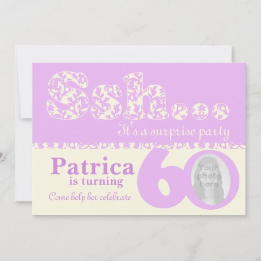 お写真を追加してサプライズ60歳の誕生日招待状 招待状 (正面)