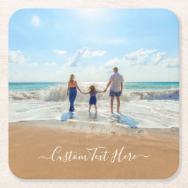 お写真カスタムテキストペーパコースター スクエアペーパーコースター