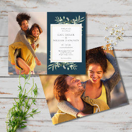 お写真付き ディープシー ブルー ウェディング ご招待状
