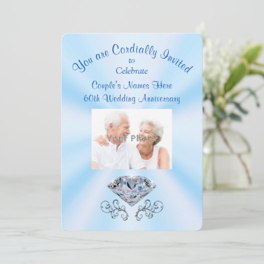 お写真入りでオーダーメイドの60周年記念パーティー招待状 招待状 (スタンド正面)