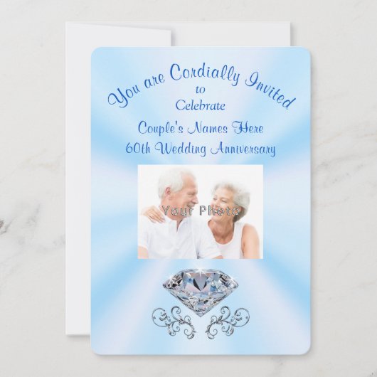 お写真入りでオーダーメイドの60周年記念パーティー招待状 招待状 (正面)