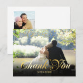 お写真入りゴールドコンフェッティスクリプト感謝メッセージ ポストカード (正面/裏面)