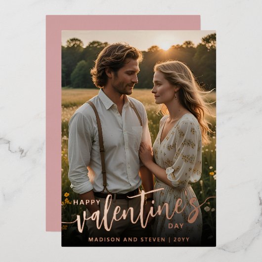お写真入りハッピー バレンタインデー エレガント 箔シーズンカード (正面/裏面)