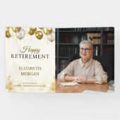 お写真 ゴールド風船 ハッピー リタイアメント 横断幕 (横)